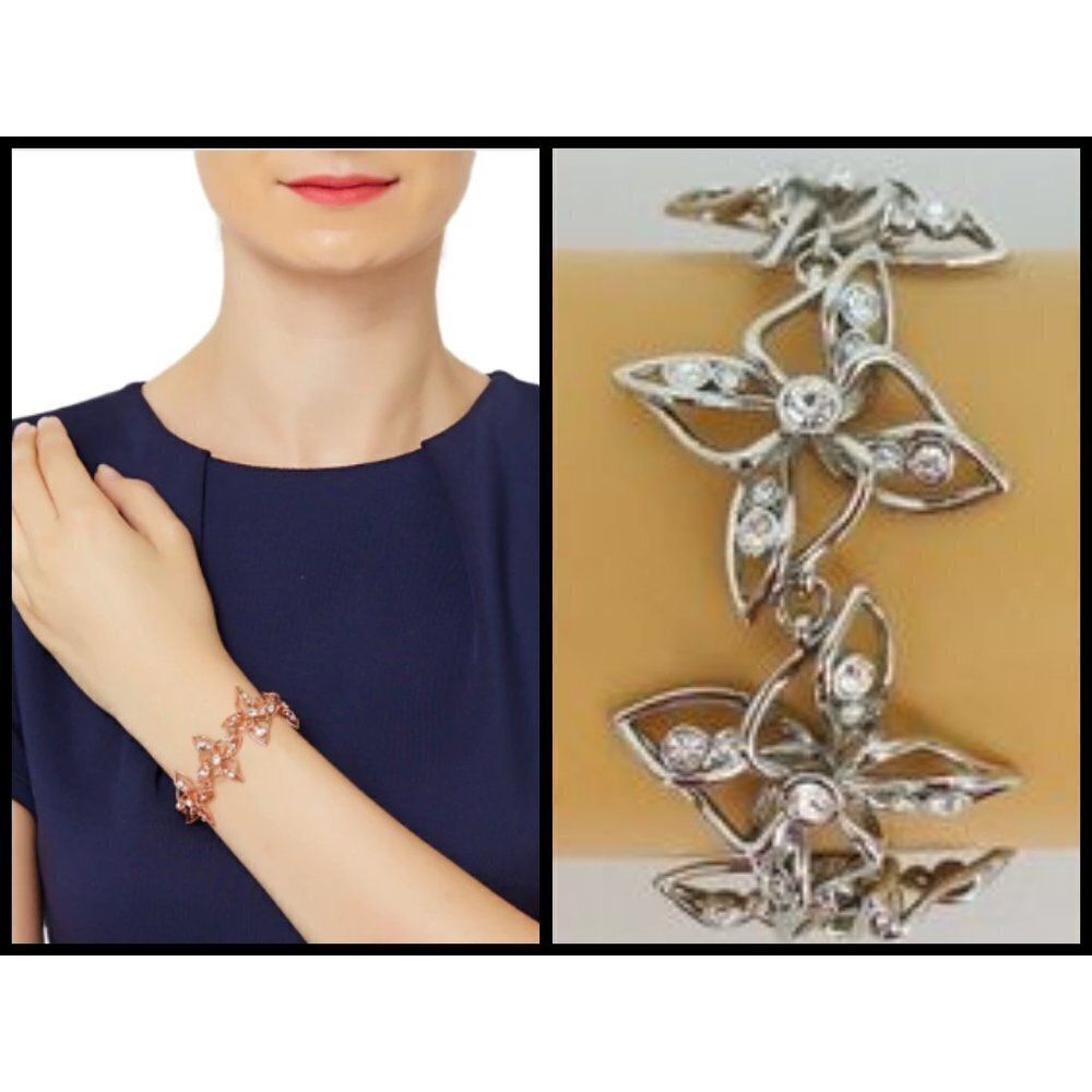 Ted Baker Silver Crystal Breeze Jeweled Bracelet Nwt 100$